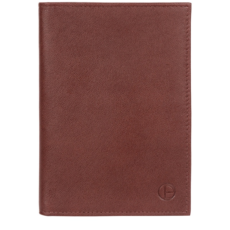 'Explore' Dark Brown Leather Passport Case