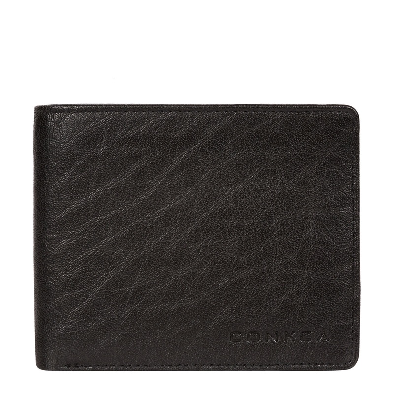 'Ezrin' Black Bi-Fold Leather Wallet