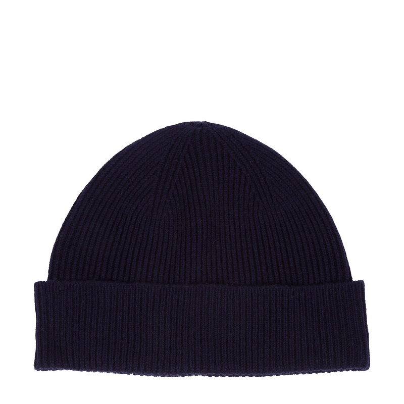 'Grizedale' Dark Navy Cashmere & Merino Wool Beanie Hat