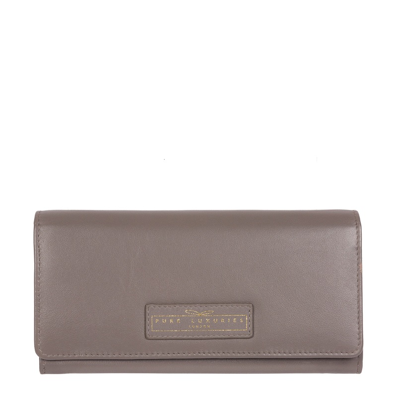 'Honor' Taupe Grey Leather 16-Card RFID Purse