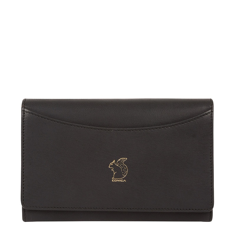 'Kali' Smooth Black Leather Purse