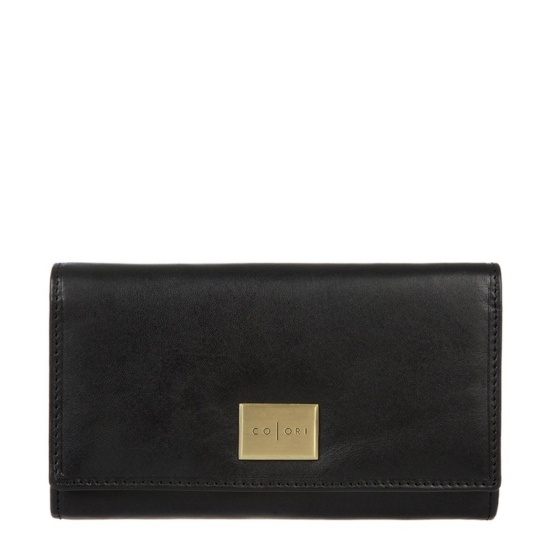 Perugia' Italian-Inspired Black Leather RFID Tri-fold Purse