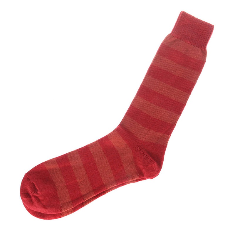 Red and Copper Striped Cotton Socks