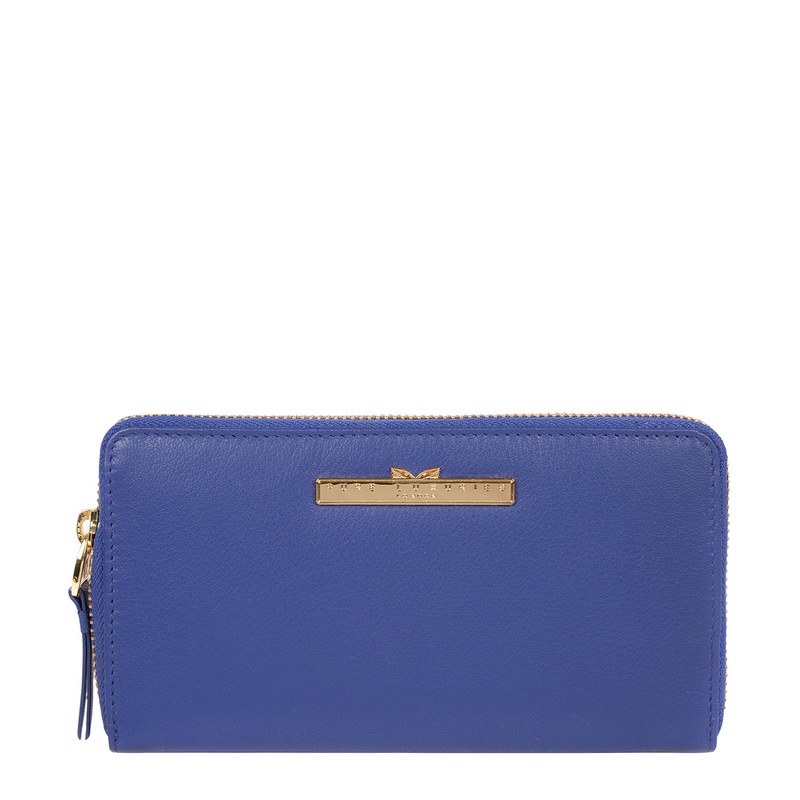 'Robin' Royal Blue Leather Zip Round Purse