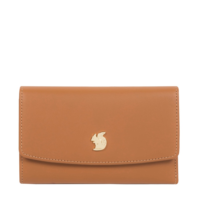 'Sherry' Saddle Tan Leather Tri-Fold Purse