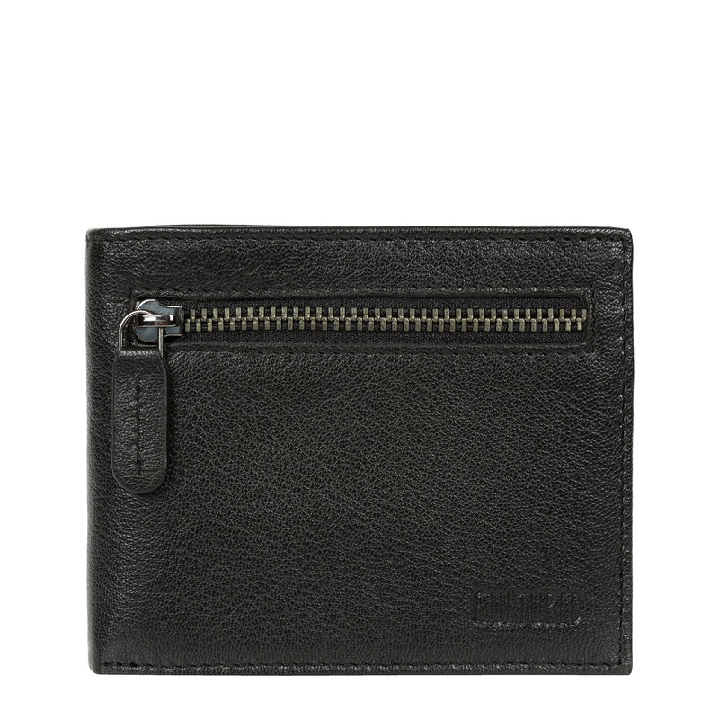 'Victor' Black Leather Tri-Fold Wallet