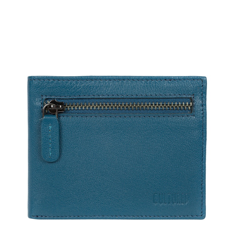 'Victor' Teal Leather Tri-Fold Wallet