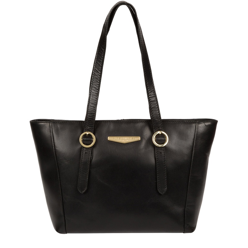 'Adelina' Black Vegetable-Tanned Leather Tote Bag