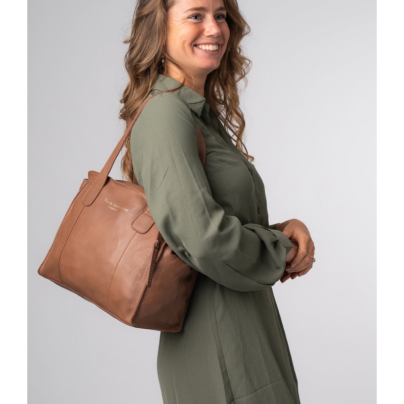 'Alexandra' Tan Leather Handbag