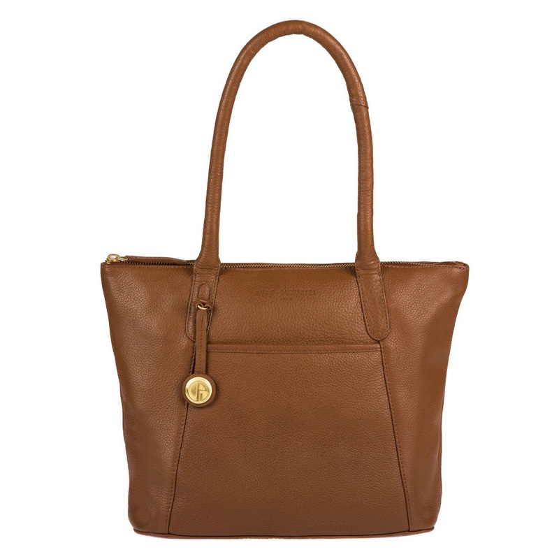 'Alnwick' Tan & Gold-Coloured Detail Small Tote