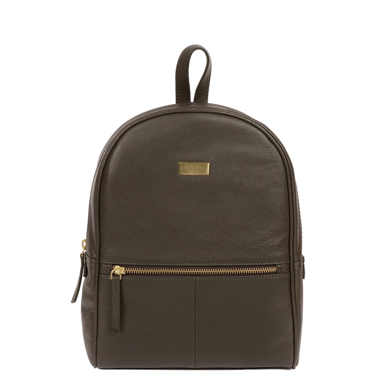 Alyssa' Olive Leather Backpack
