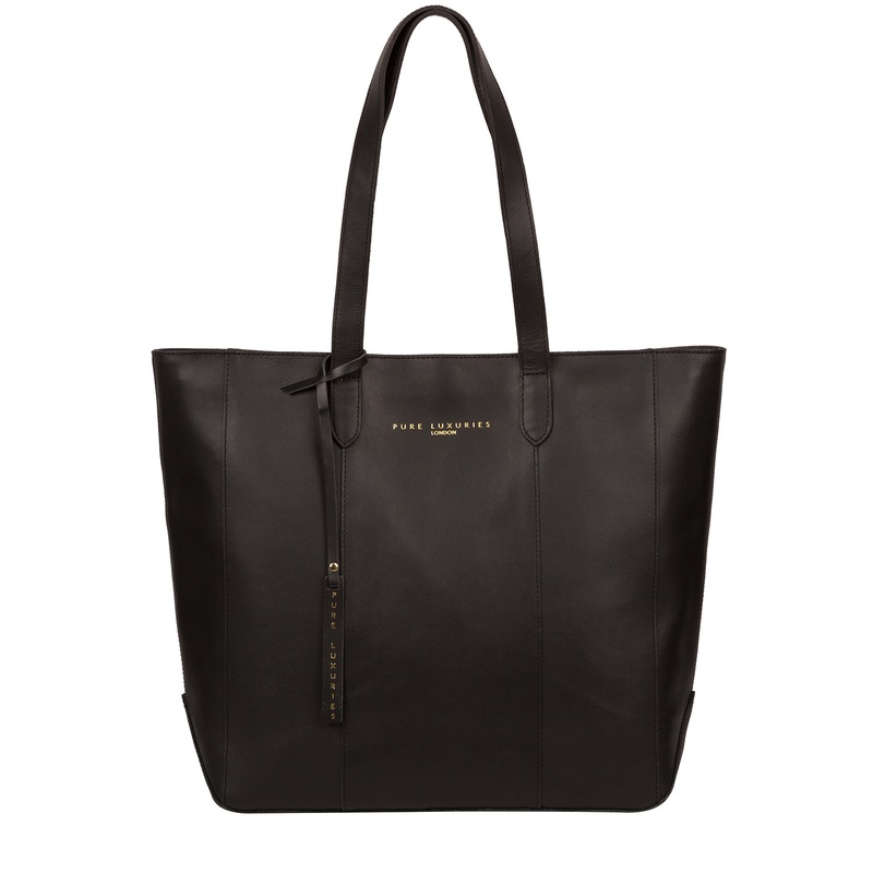 'Amberley' Jet Black Vegetable-Tanned Leather Tote Bag