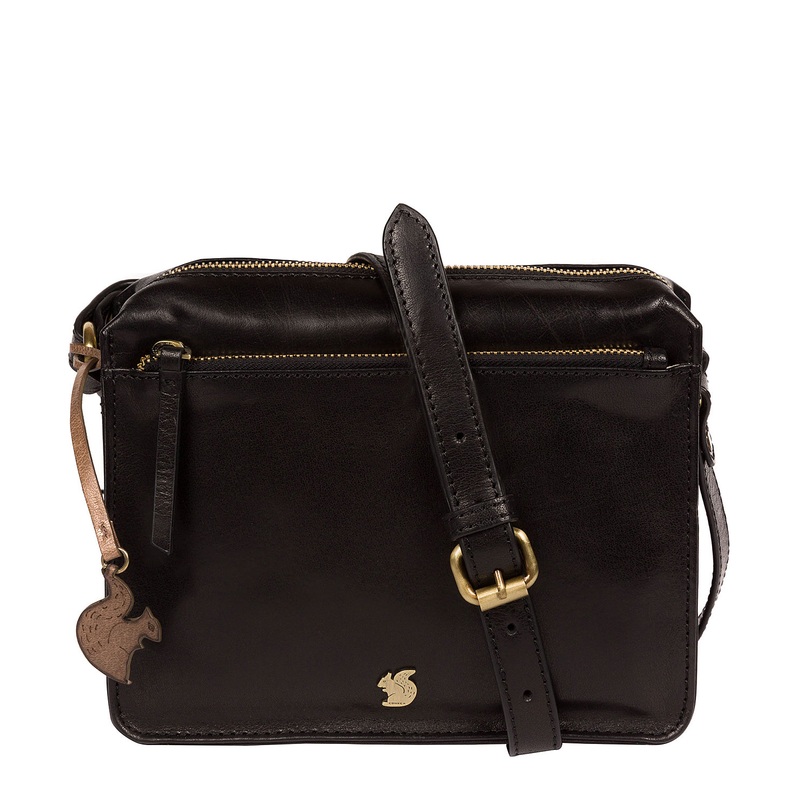 'Aurora' Black Leather Cross Body Bag