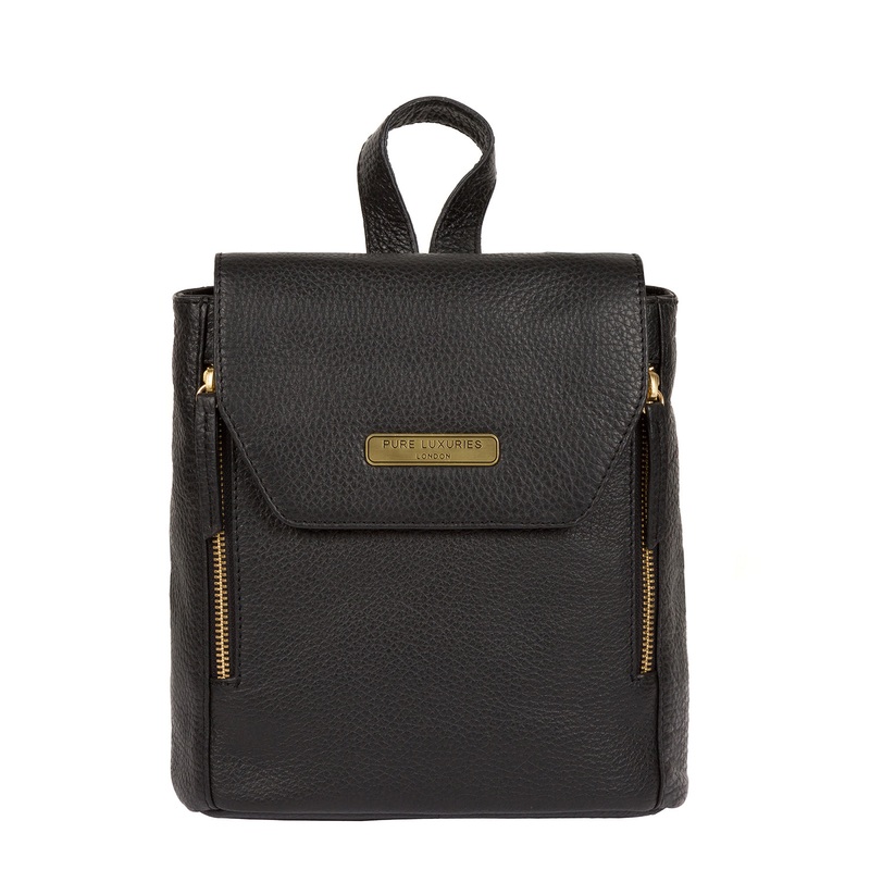 'Barnard' Black Leather Backpack
