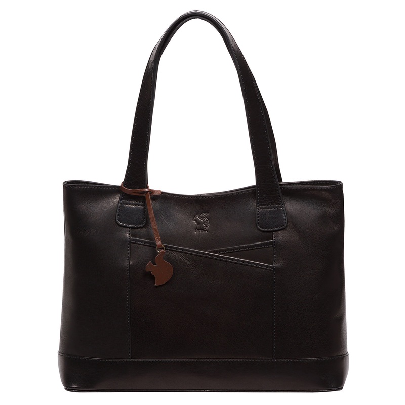 'Bay' Black Leather Tote Bag