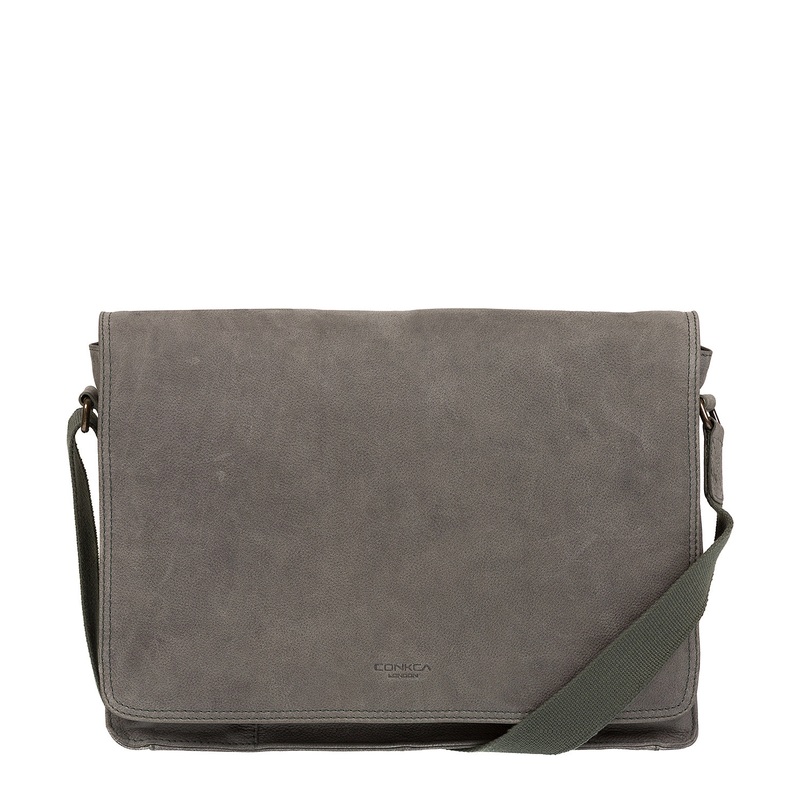 'Bolt' Vintage Grey Leather Messenger Bag