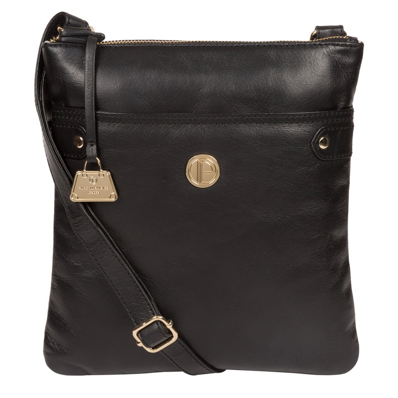 'Briony' Jet Black Leather Cross Body Bag