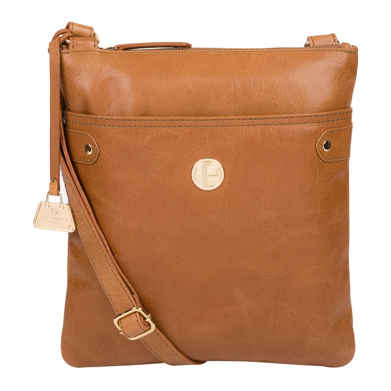 'Briony' Saddle Tan Leather Cross Body Bag
