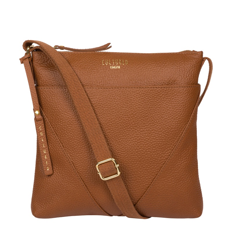 'Celia' Tan Leather Cross Body Bag