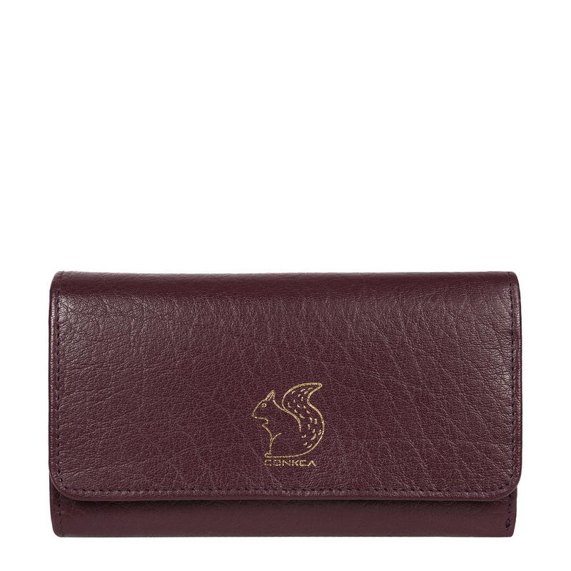 'Colleen' Plum Tri-Fold Leather Purse