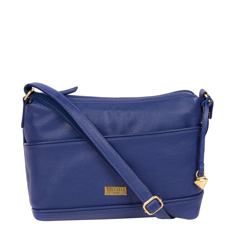 'Duana' Mazarine Blue Leather Shoulder Bag