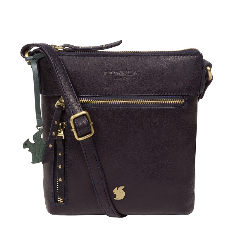 'Elf' Navy Leather Cross Body Bag