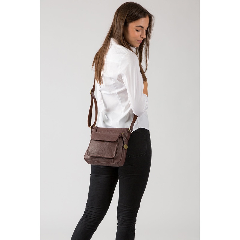 'Fleet' Auburn Leather Cross Body Bag