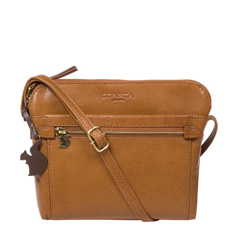 'Frida' Dark Tan Leather Cross Body Bag