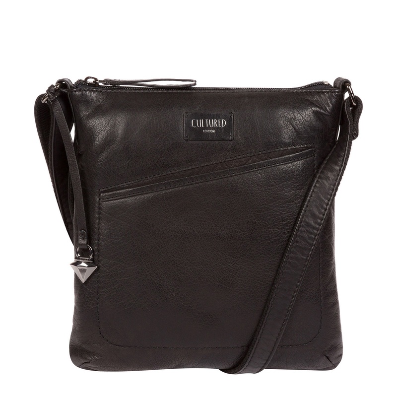 'Gainford' Black Leather Cross Body Bag