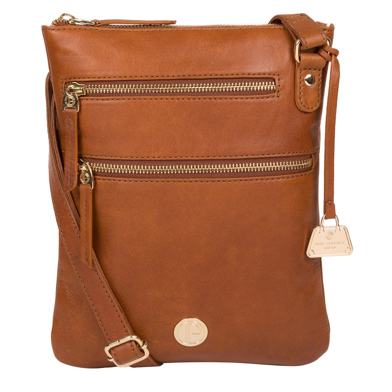'Gardenia' Hazelnut Leather Cross Body Bag