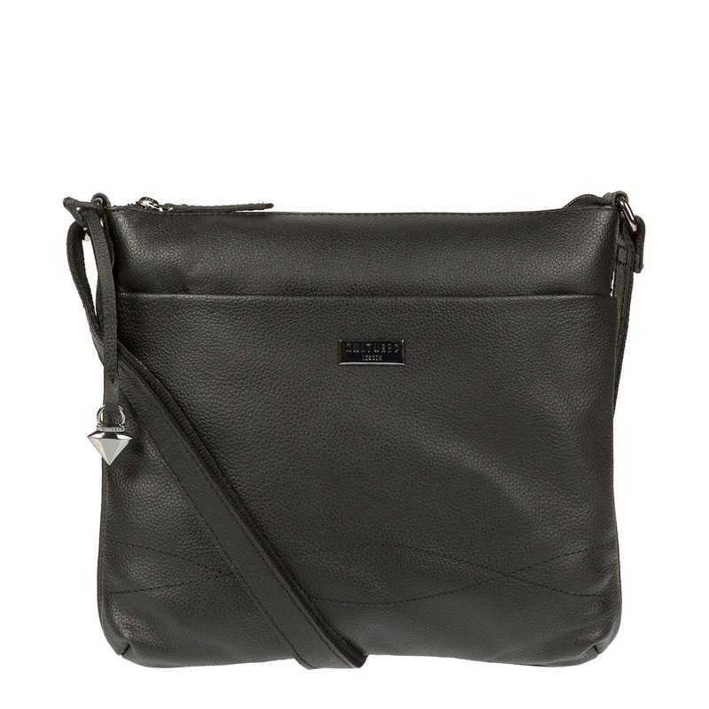 'Gigi' Black Real Leather Cross-Body Bag