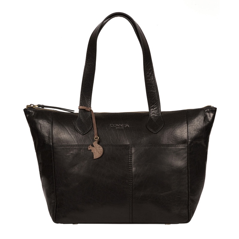 'Harp' Black Leather Tote Bag