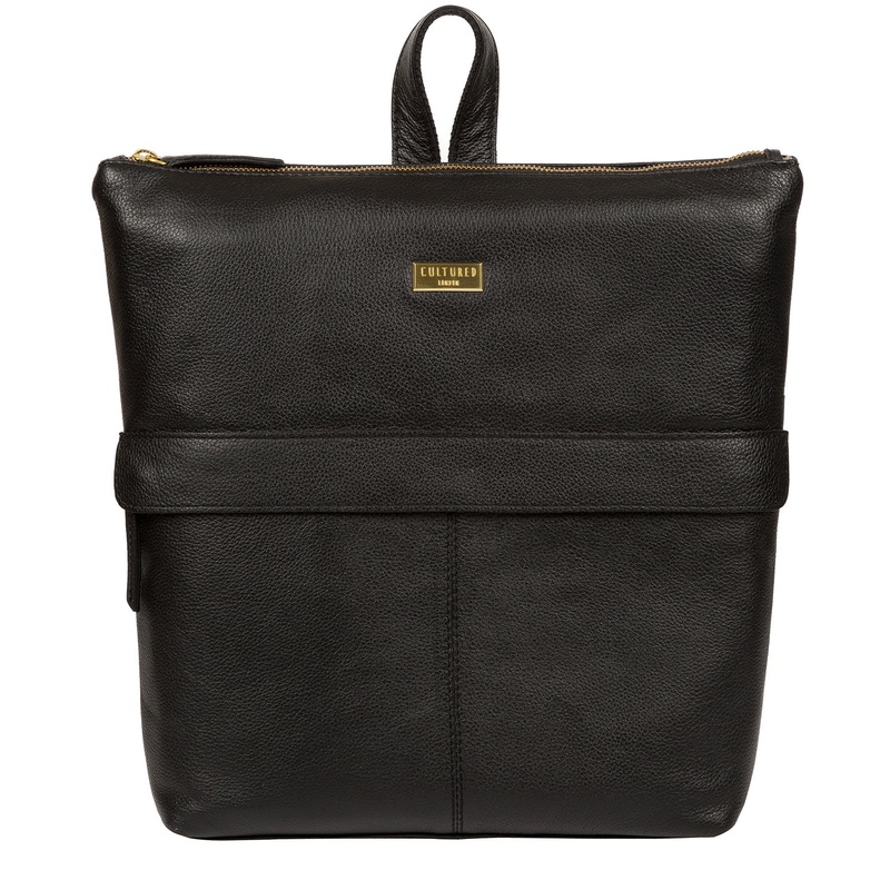 'Jada' Black Leather Backpack