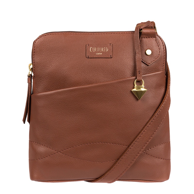 'Jayne' Soft Brown Leather Slim Cross-Body Bag