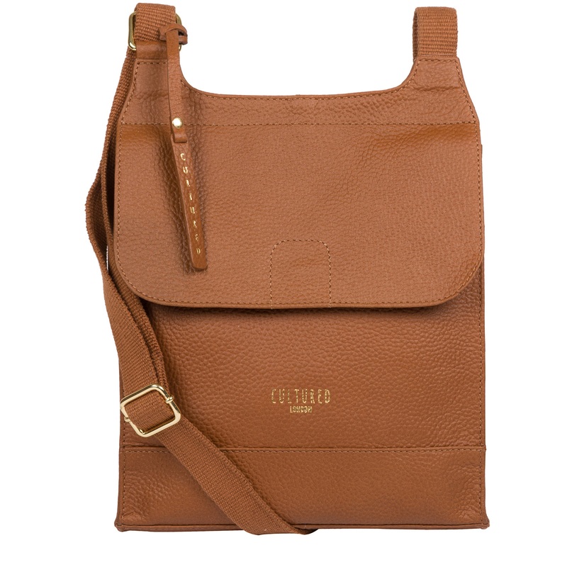 'Karina' Tan Leather Cross Body Bag