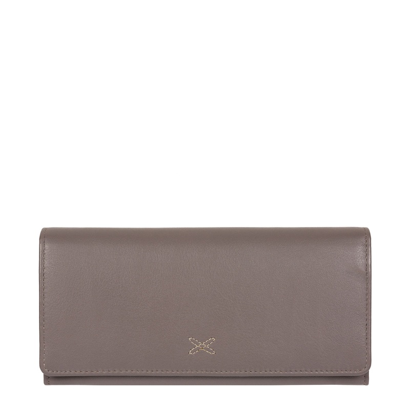 'Lana' Taupe Grey Leather RFID Purse