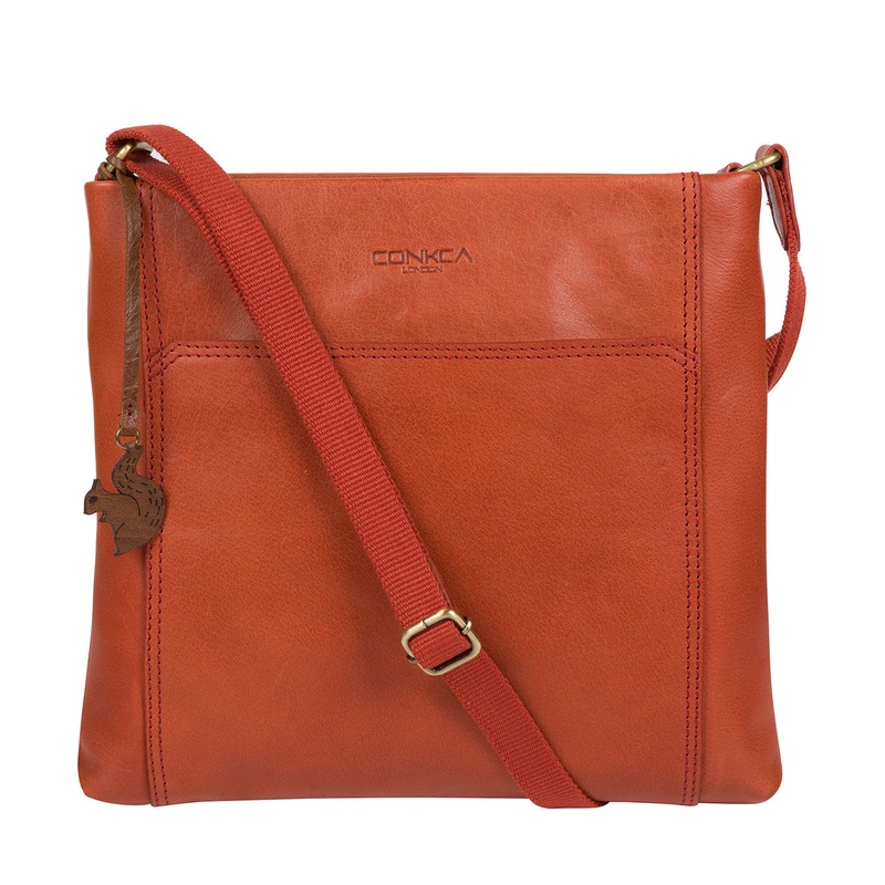 'Lina' Burnt Orange Leather Cross Body Bag