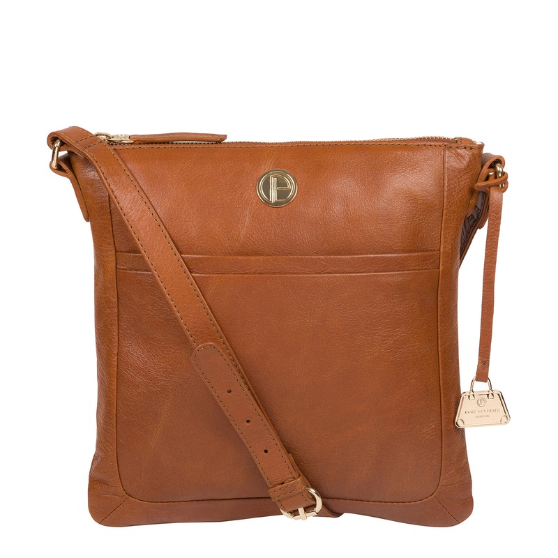 'Lotus' Hazelnut Leather Cross Body Bag