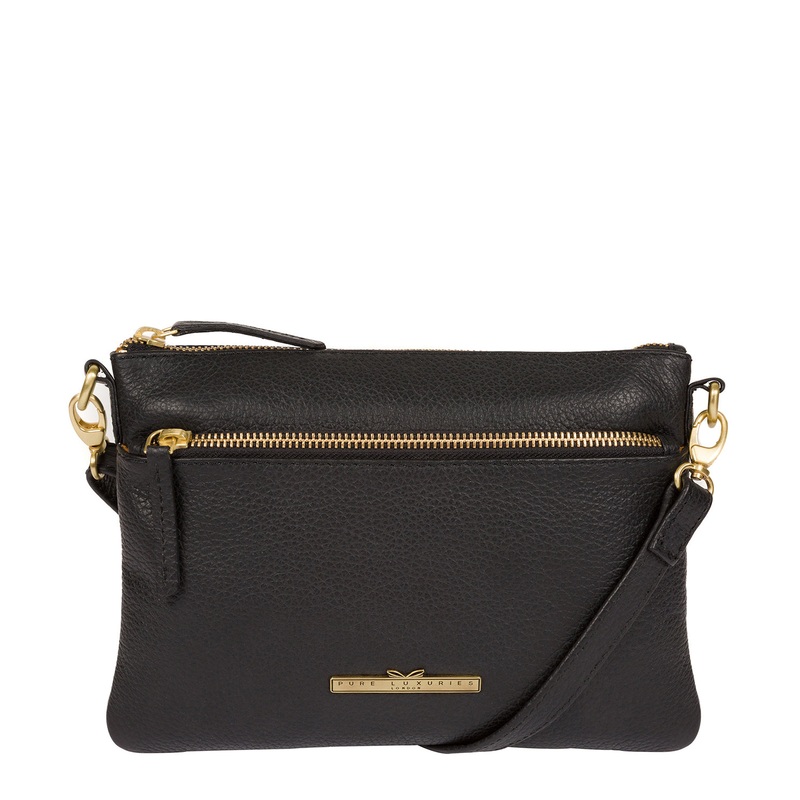 'Louise' Black Leather Cross Body Bag