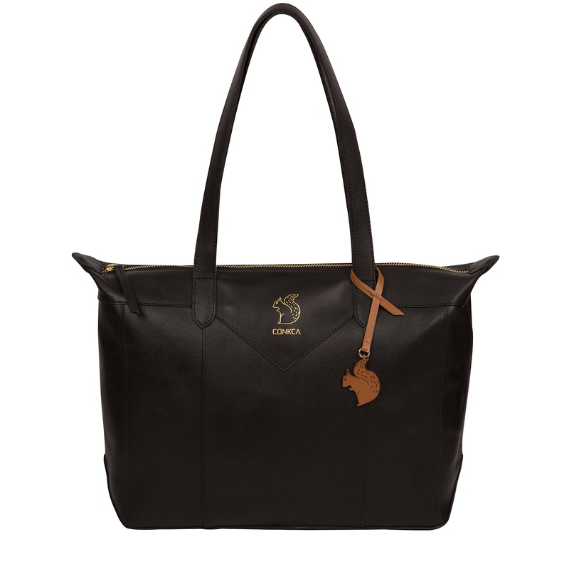 'Molly' Jet Black Vegetable-Tanned Tote Bag