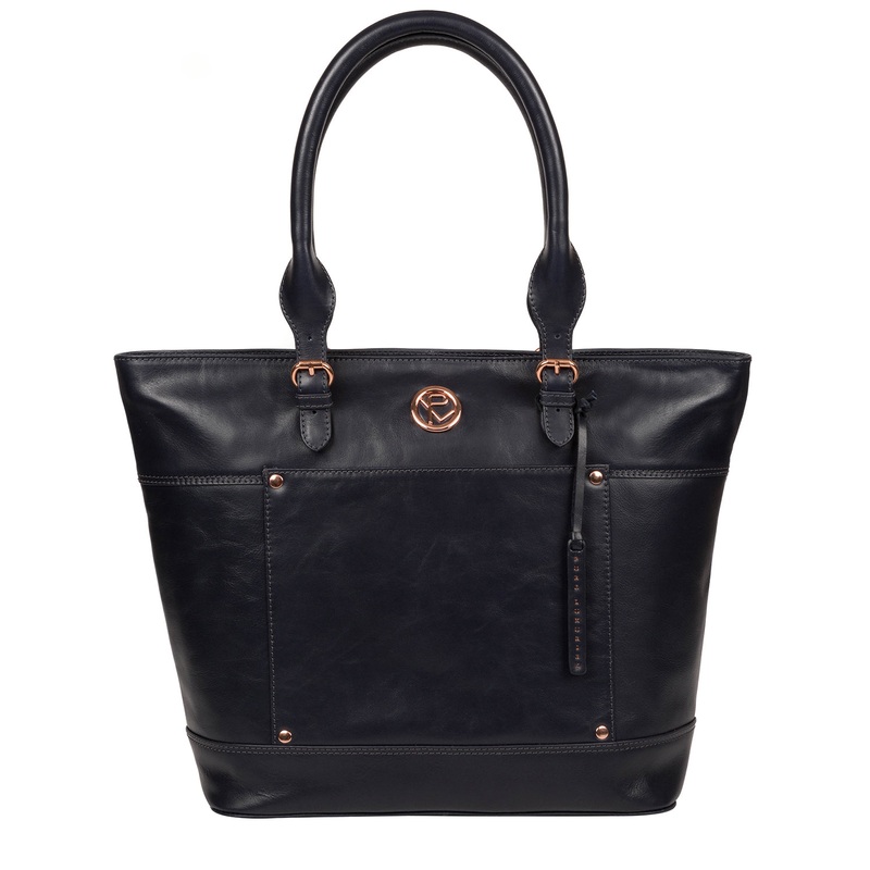 'Monet' Navy Leather Tote Bag