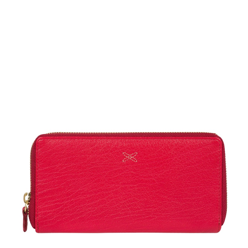 'Netty' Cherry Zip Leather RFID Purse