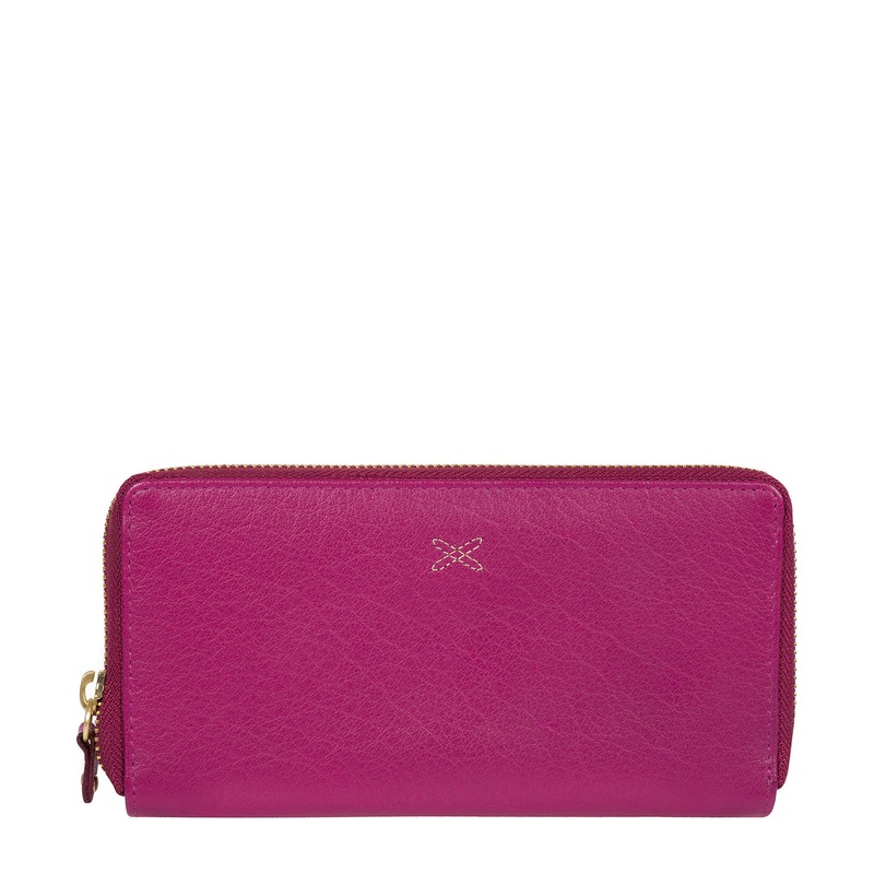 'Netty' Plum Leather RFID Purse