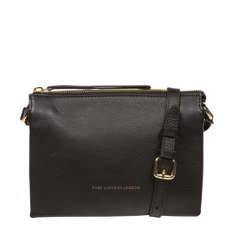 'Niki' Black Nappa Leather Cross Body Bag