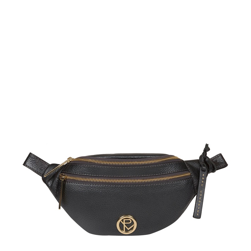 'Noelle' Metallic Blue Steel Leather Bum Bag