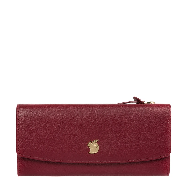 'Ollie' Deep Red Leather RFID Purse