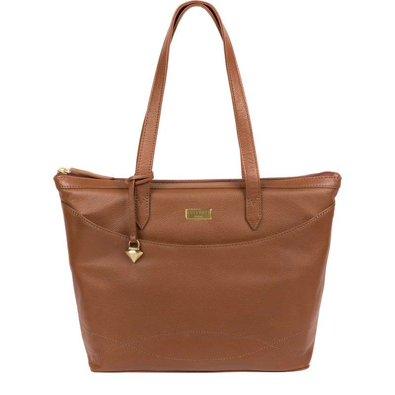 'Oriana' Tan Leather Tote Bag