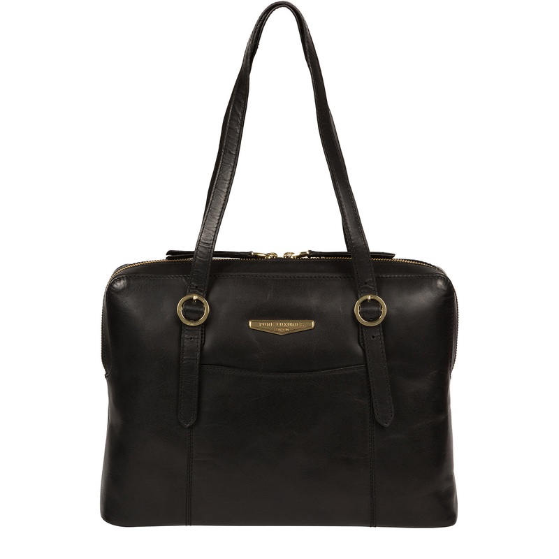 'Ornella' Black Vegetable-Tanned Leather Handbag