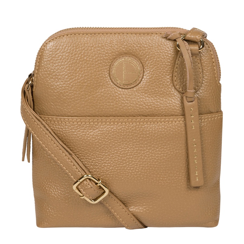 'Orsola' Metallic Champagne Leather Cross Body Bag