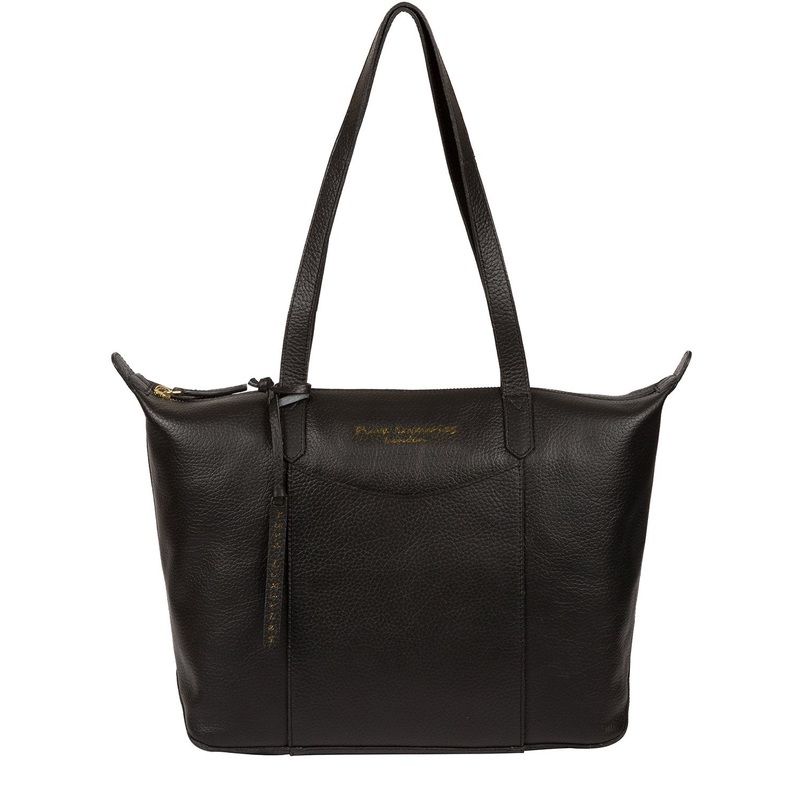 'Oval' Jet Black Leather Tote Bag